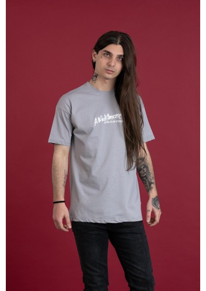 Oversize Baskılı Sıfır Yaka Erkek Penye T-Shirt fiyatları