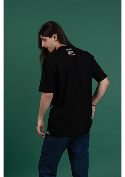 Oversize Baskılı Sıfır Yaka Erkek Penye T-Shirt fiyatları