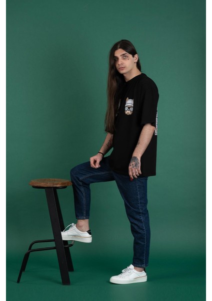 Oversize Baskılı Sıfır Yaka Penye Erkek T-Shirt fiyatları