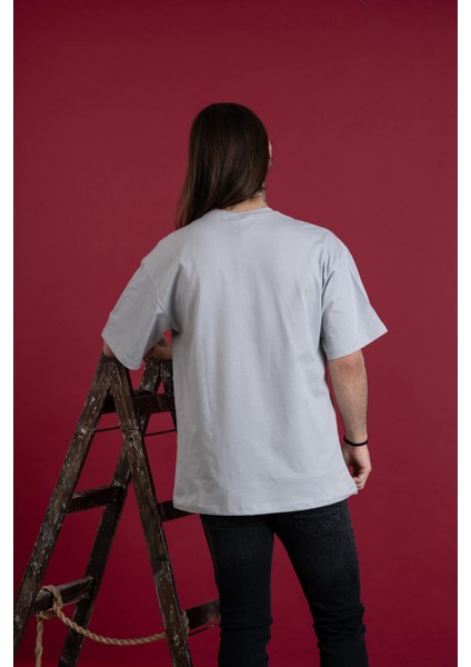 Oversize Desenli Sıfır Yaka Penye Erkek T-Shirt modelleri