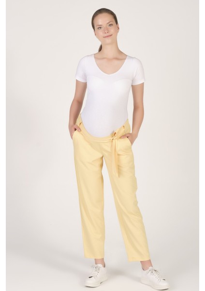 Hamile Beli Lastikli Havuç Kesim Pantolon Sarı fiyatları