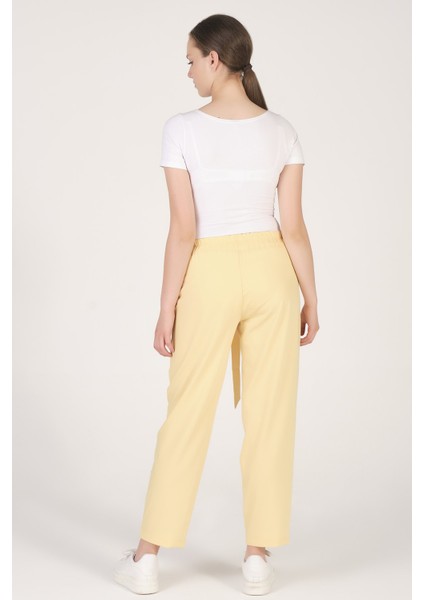 Hamile Beli Lastikli Havuç Kesim Pantolon Sarı modelleri