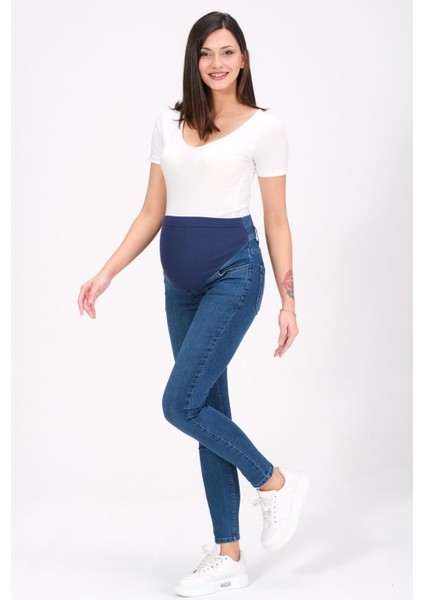 Hamile Esnek Karın Bantlı Skinny Kot Pantolon Lacivert fiyatları