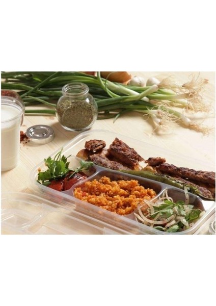Kebap Kabı 4 Bölmeli Kapaklı 25 Adet
