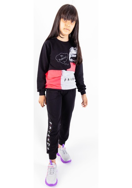 Friend Baskılı Neon Detaylı Kız Çocuk Eşofman Takımı fırsatları