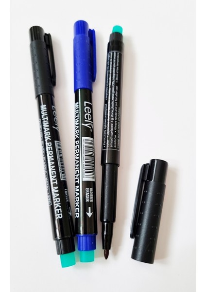 3 Adet Leely Asetat Cam CD - DVD Kalemi Multimark Permanent Marker M Uç - 1 Mavi 2 Siyah fiyatları