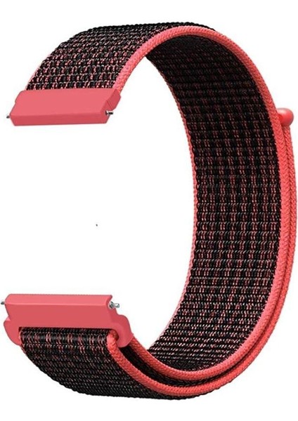 Fossil Watch Gen 6 Için Dokuma Kordon Siyah Fosforlu Pembe