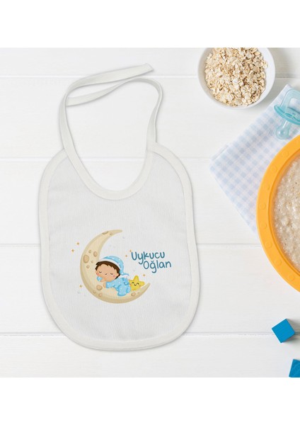 Kids Uykucu Oğlan Tasarımlı Bebek Mama Önlüğü - Model 1