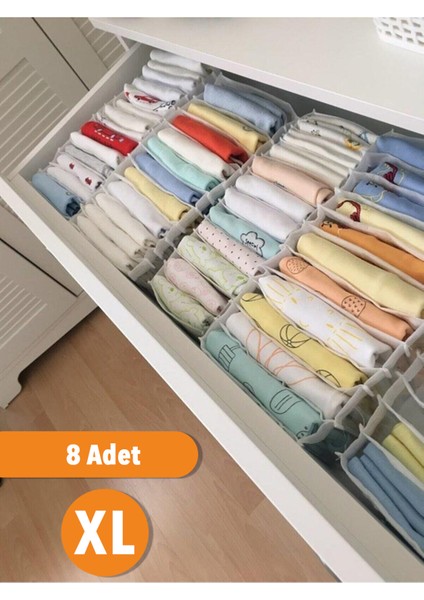 8 Adet - Xlarge 8 Gözlü Çekmece Içi Düzenleyici Organizer 31 x 36 x 12