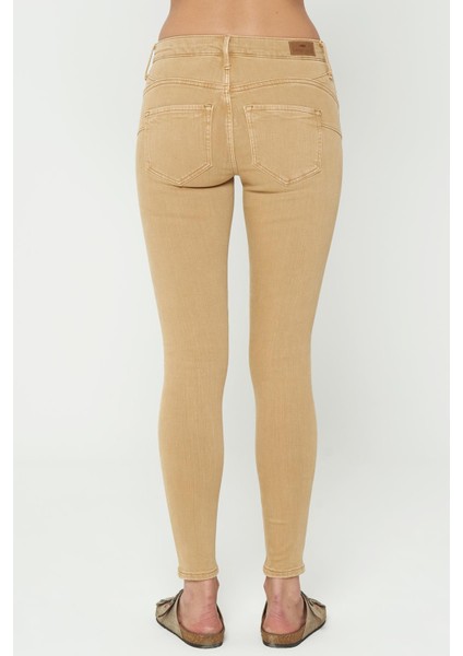 Judy Camel Normal Bel Fermuarlı Skinny Fit Jean Pantolon C 4521-117 fırsatları