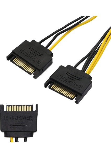 8 Pin - 2xsata 15 Pin Sata Güç Kablosu (Sata - 8 Pin Pcıe) Ekran Kartı Power Kablosu 8pin Sata 6pin fırsatları