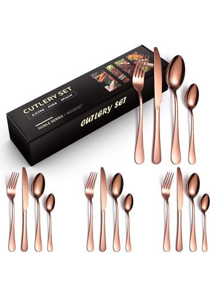 16 Parça Paslanmaz Çelik Çatal/bıçak/kaşık Takımı - Pembe Altın (Yurt Dışından)