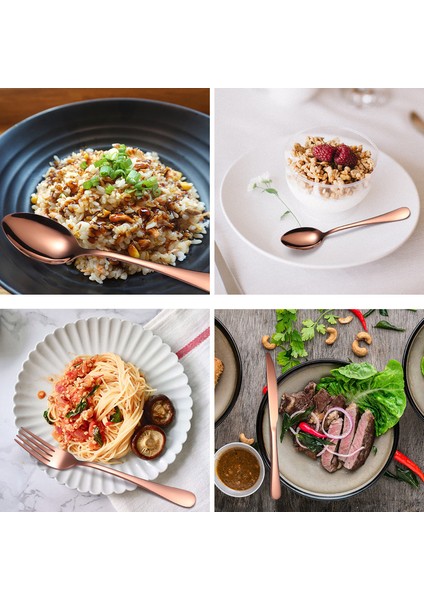 16 Parça Paslanmaz Çelik Çatal/bıçak/kaşık Takımı - Pembe Altın (Yurt Dışından) modelleri