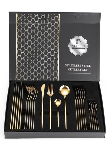 24 Parça Paslanmaz Çelik Çatal/bıçak/kaşık Takımı - Altın (Yurt Dışından)