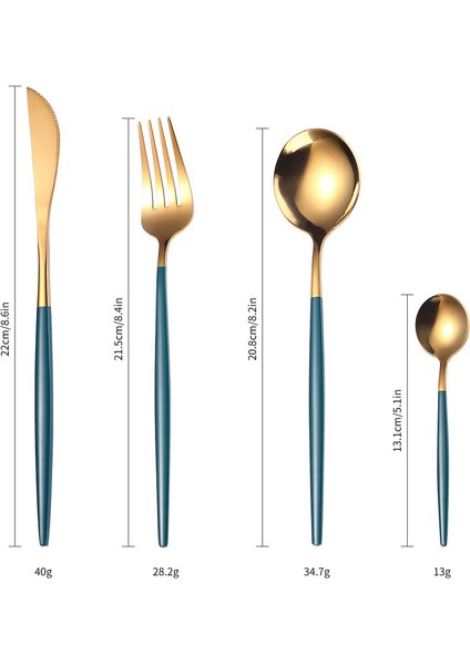Paslanmaz Çelik Çatal/bıçak/kaşık - Yeşil/altın (Yurt Dışından) fiyatları