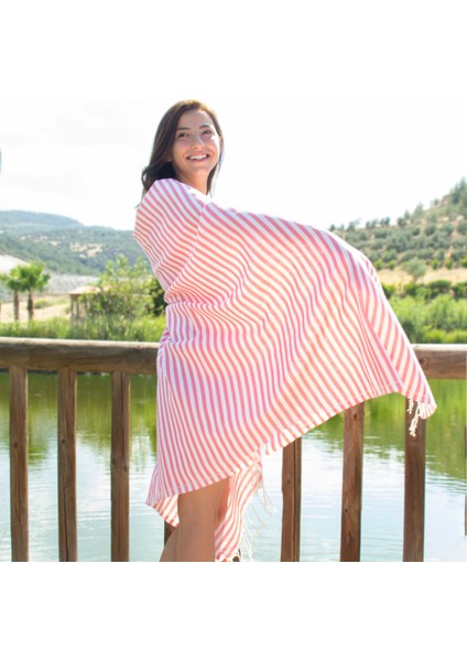 Organik Pamuk, Zebra Desenli Peştemal, Banyo Ve Plaj Havlusu, 100x175cm