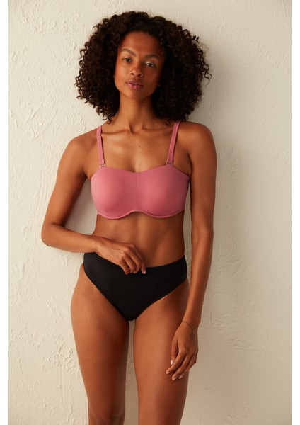 Koyu Pembe Basic Straplez Toparlayıcı Bikini Üstü