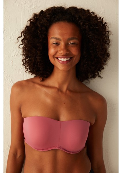 Koyu Pembe Basic Straplez Toparlayıcı Bikini Üstü