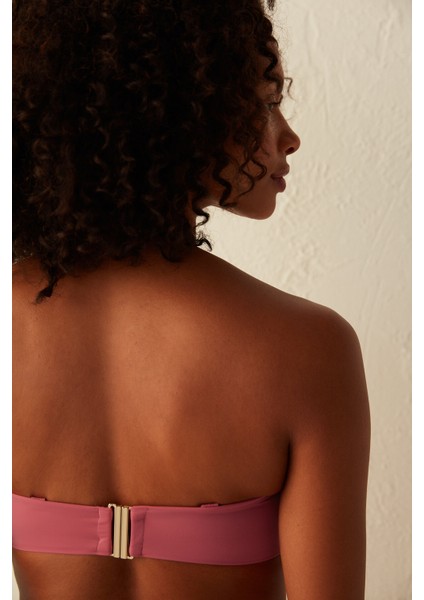 Koyu Pembe Basic Straplez Toparlayıcı Bikini Üstü