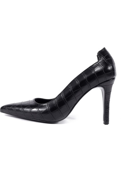 Elena Sivri Burun Rahat Topuklu Siyah Kadın Stiletto