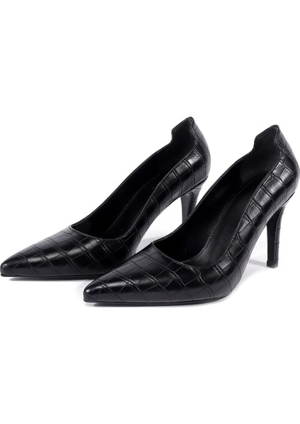 Elena Sivri Burun Rahat Topuklu Siyah Kadın Stiletto