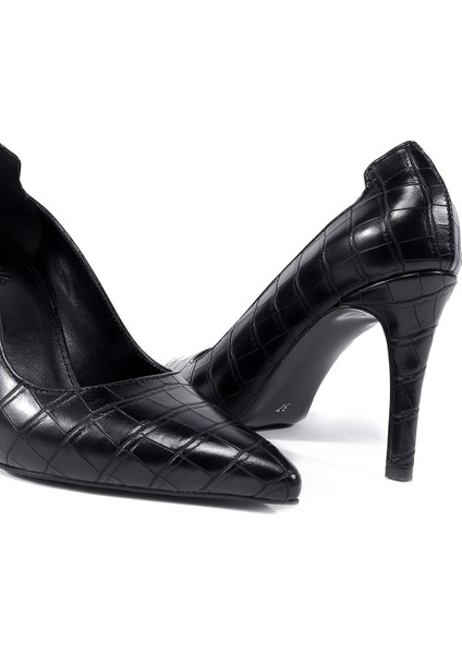 Elena Sivri Burun Rahat Topuklu Siyah Kadın Stiletto