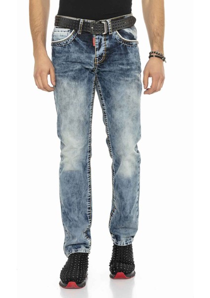 CD148 Yıkanmış Standart Kesim Mavi Erkek Kot Pantolon fiyatları