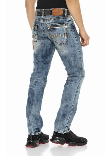 CD148 Yıkanmış Standart Kesim Mavi Erkek Kot Pantolon fırsatları