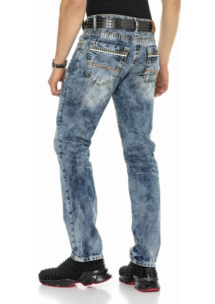 CD148 Yıkanmış Standart Kesim Mavi Erkek Kot Pantolon indirimleri