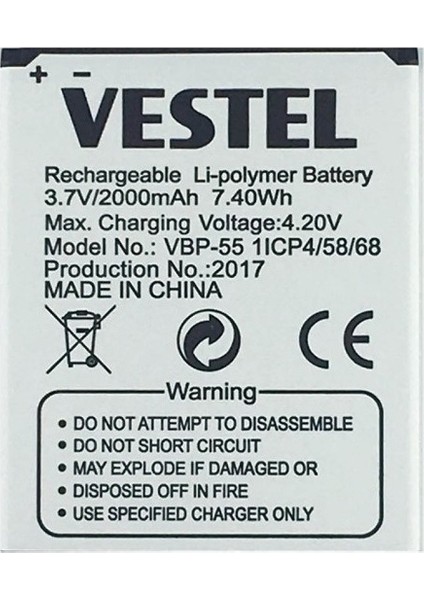Vestel Venüs 5.5 Pil Batarya 5.5x 5.5V Vbp-55 Ithal fiyatları