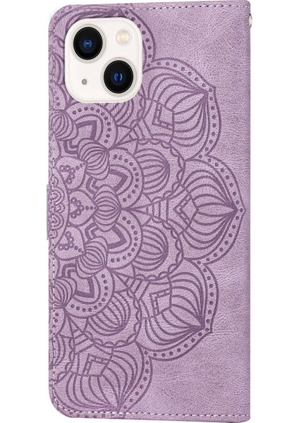 Iphone 13 Mini Mor Için Mandala Deri Kılıf (Yurt Dışından)