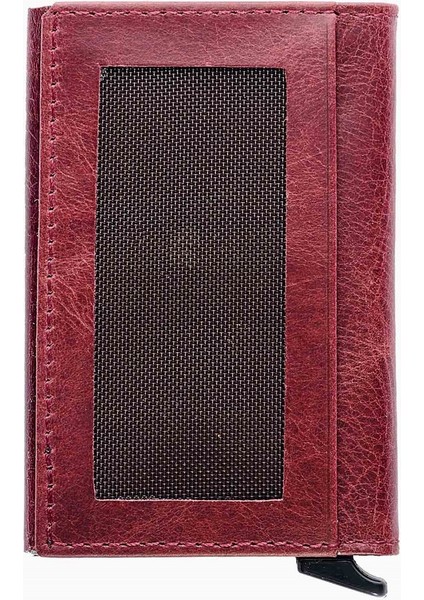 Hakiki Deri Unisex Mekanizmalı Kartlık 611CR - Bordo fiyatları