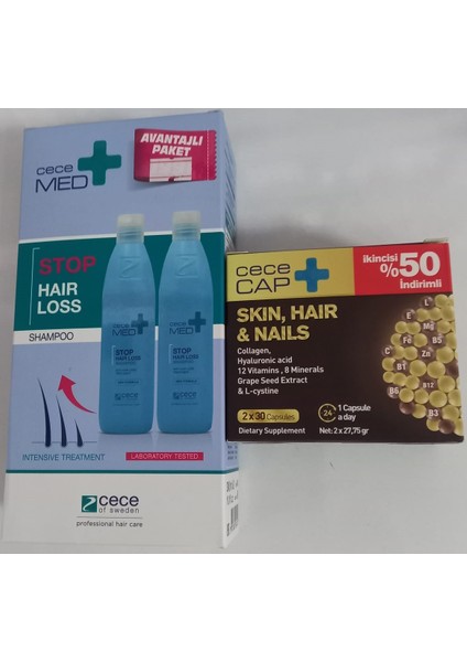 2 x 30 Kapsül + Cecemed Hair Loss 2 x 300 ml