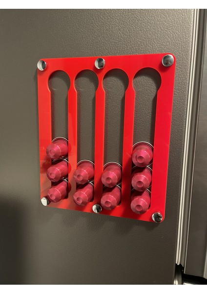 Nespresso & Jacobs Uyumlu Kapsül Kahve Standı (Mıknatıslı Kırmızı)