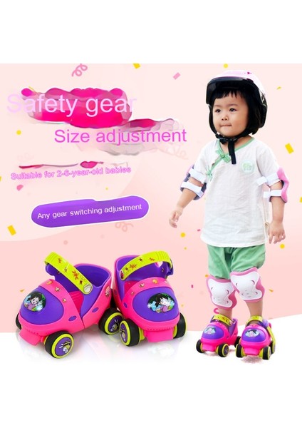 Unisex Çocuk Yeni Başlayan Paten Seti - Pembe (Yurt Dışından)