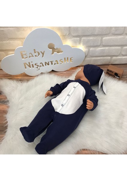 Baby Nisantashe Isme Özel Tavşan Tulum Takımı Lacivert