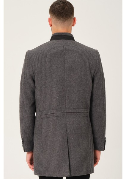 Erkek Palto Düz Gri Uzun Kol %70 Yün %30 Polyester Şık Tasarım fiyatları