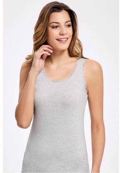 Ilke Kadın Likralı Dantelli Geniş Askılı Atlet 247- 6 Adet