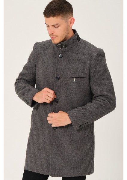 Erkek Palto Düz Gri Uzun Kol %70 Yün %30 Polyester Şık Tasarım fırsatları