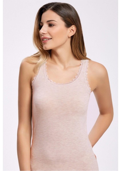 Ilke Kadın Likralı Dantelli Geniş Askılı Atlet 247- 6 Adet