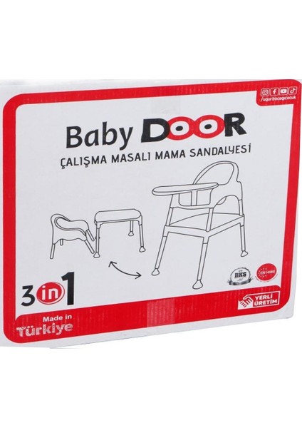 Babydoor & Mama Flora Çalışma Masalı Pedli Mama Sandalyesi Somon 3 In 1