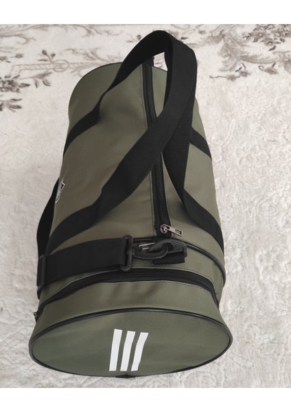 600 Denye Çizgili Silindir Spor Çantası