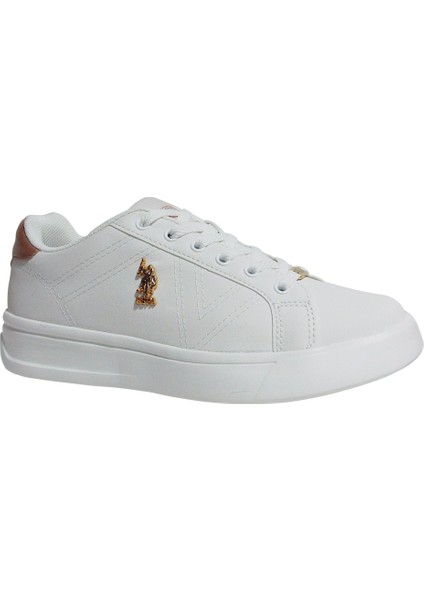 Beyaz Altın Sneakers Bağcıklı Spor Ayakkabı