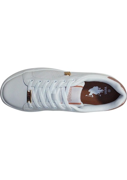 Beyaz Altın Sneakers Bağcıklı Spor Ayakkabı fırsatları