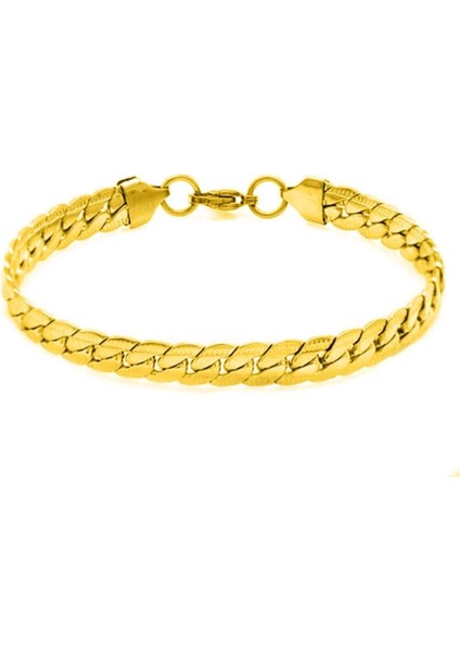 Trend Collection Snake Model Unisex Kararmaz Gold Çelik Bileklik