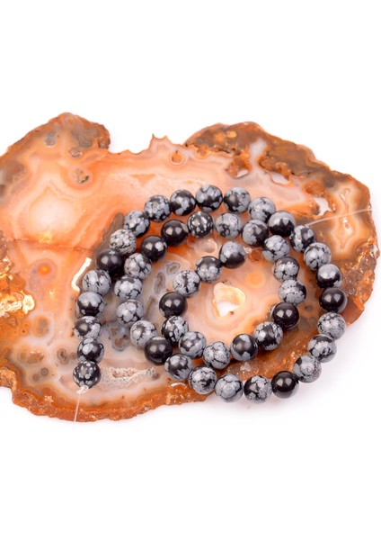 Kar Tanesi Obsidyen Taşı Dizi (8 Mm)