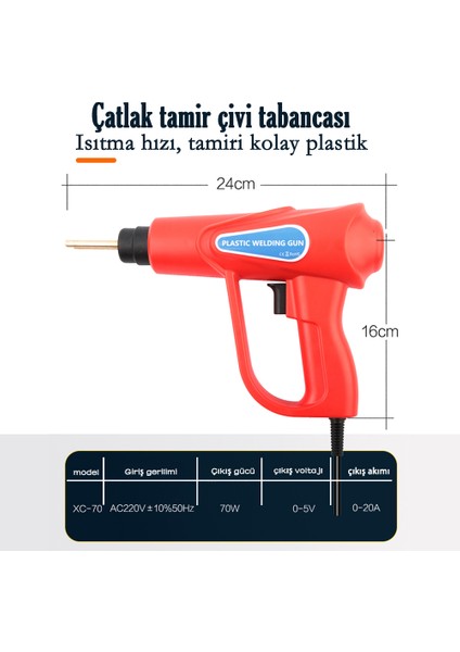 Plastik Kaynakçı 70W Plastik Kaynak Kiti Araba Tampon Çatlak Onarım Kaynak Çivi Tabancası Her Biri 100'LÜ 8 Çeşit Çivi Dahil indirimleri