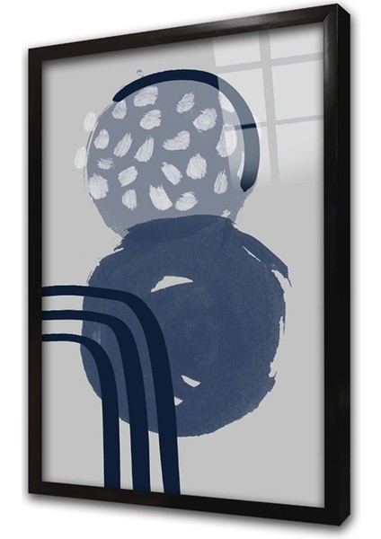 Gri ve Mavi Desenler 2'li Set Çerçeveli Cam Tablo fiyatları