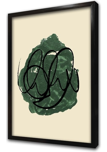 Yeşil Soyut Line Art 2'li Set Çerçeveli Mdf Tablo