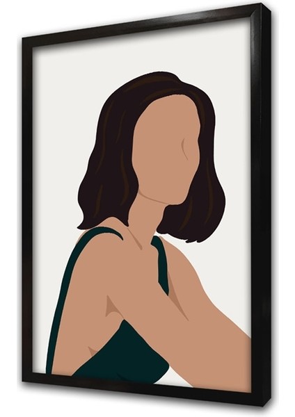Line Art Kadın Yüzü Çerçeveli Mdf Tablo fiyatları